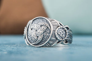 Odin Horn Symbol Ring Sterling Silver Handmade Viking Jewelry - vikingworkshop