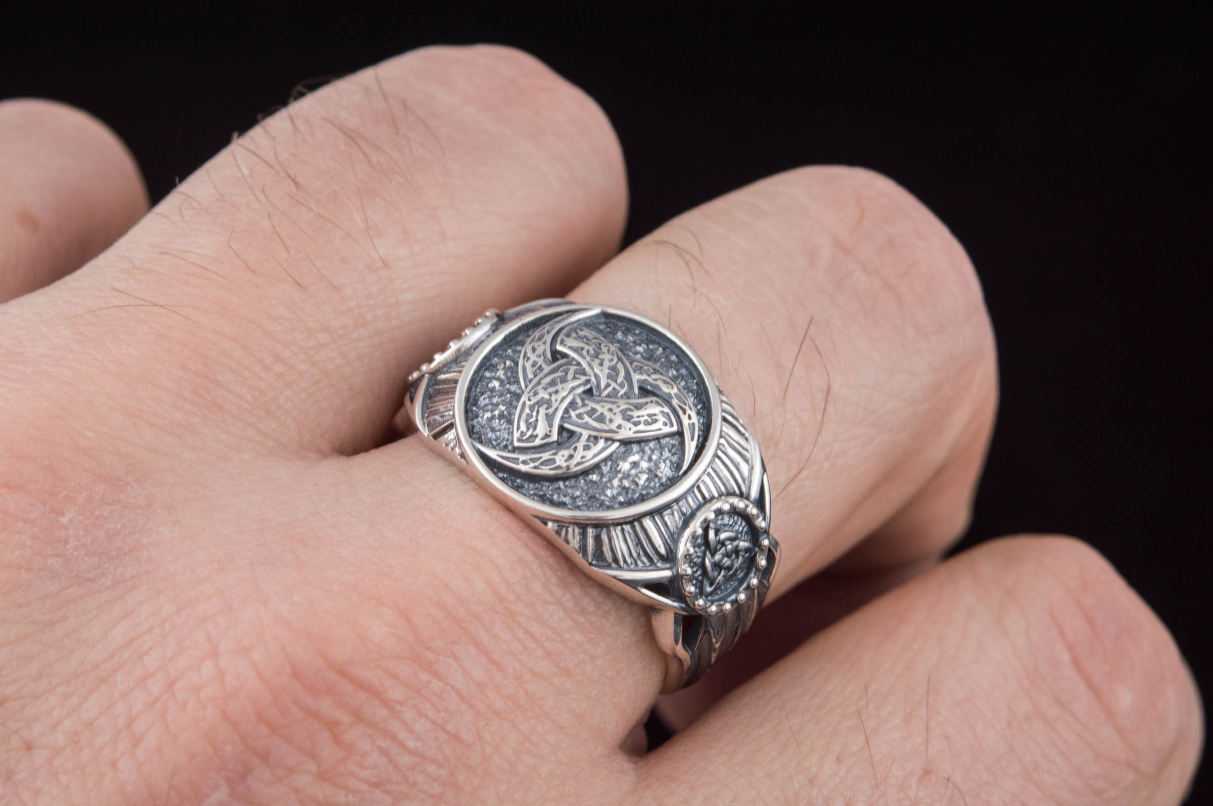 Odin Horn Symbol Ring Sterling Silver Handmade Viking Jewelry - vikingworkshop