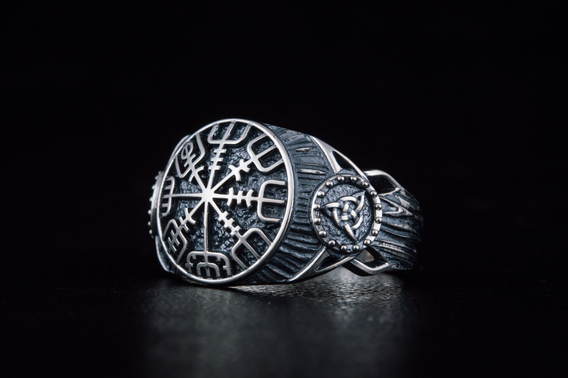 Vegvisir Symbol Ring Sterling Silver Handmade Viking Jewelry - vikingworkshop