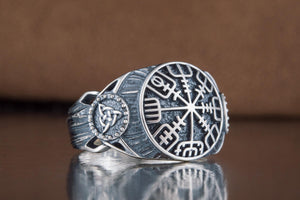 Vegvisir Symbol Ring Sterling Silver Handmade Viking Jewelry - vikingworkshop