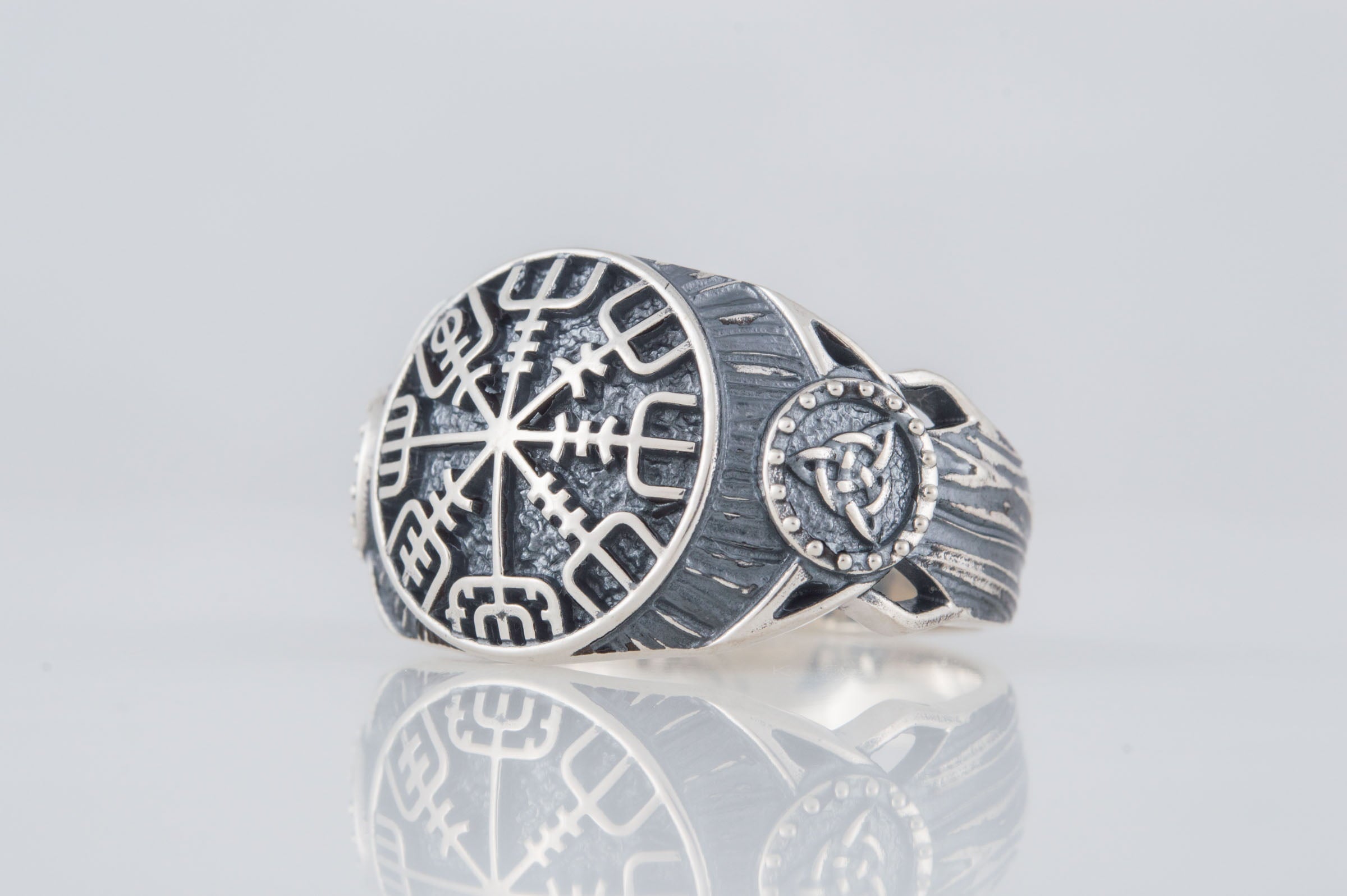 Vegvisir Symbol Ring Sterling Silver Handmade Viking Jewelry - vikingworkshop