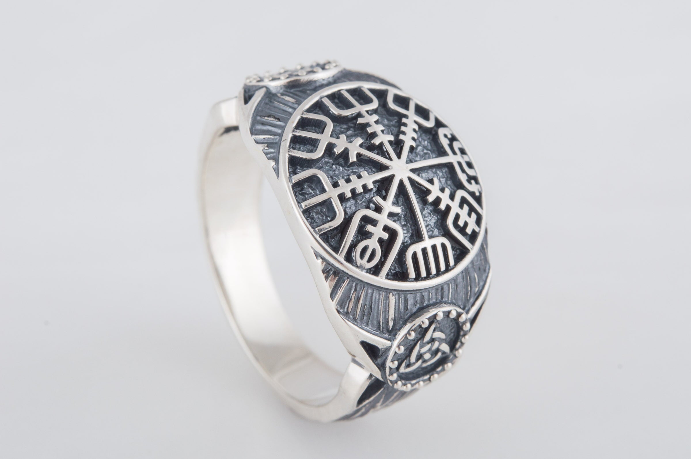 Vegvisir Symbol Ring Sterling Silver Handmade Viking Jewelry - vikingworkshop