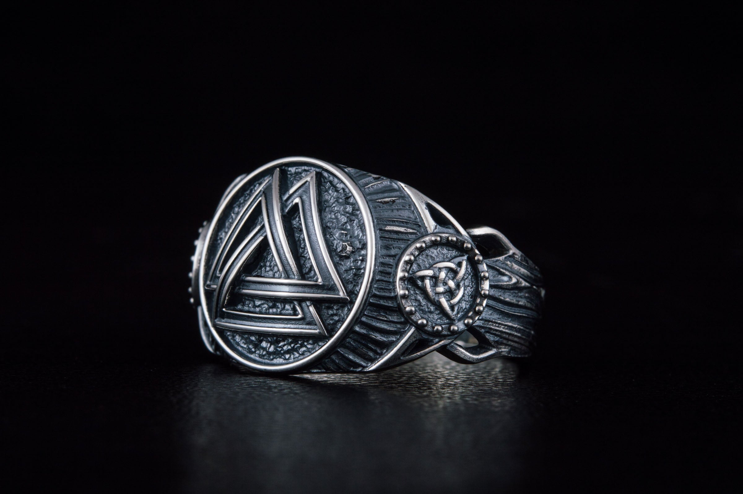 Valknut Symbol Ring Sterling Silver Handmade Viking Jewelry - vikingworkshop