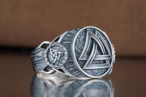 Valknut Symbol Ring Sterling Silver Handmade Viking Jewelry - vikingworkshop