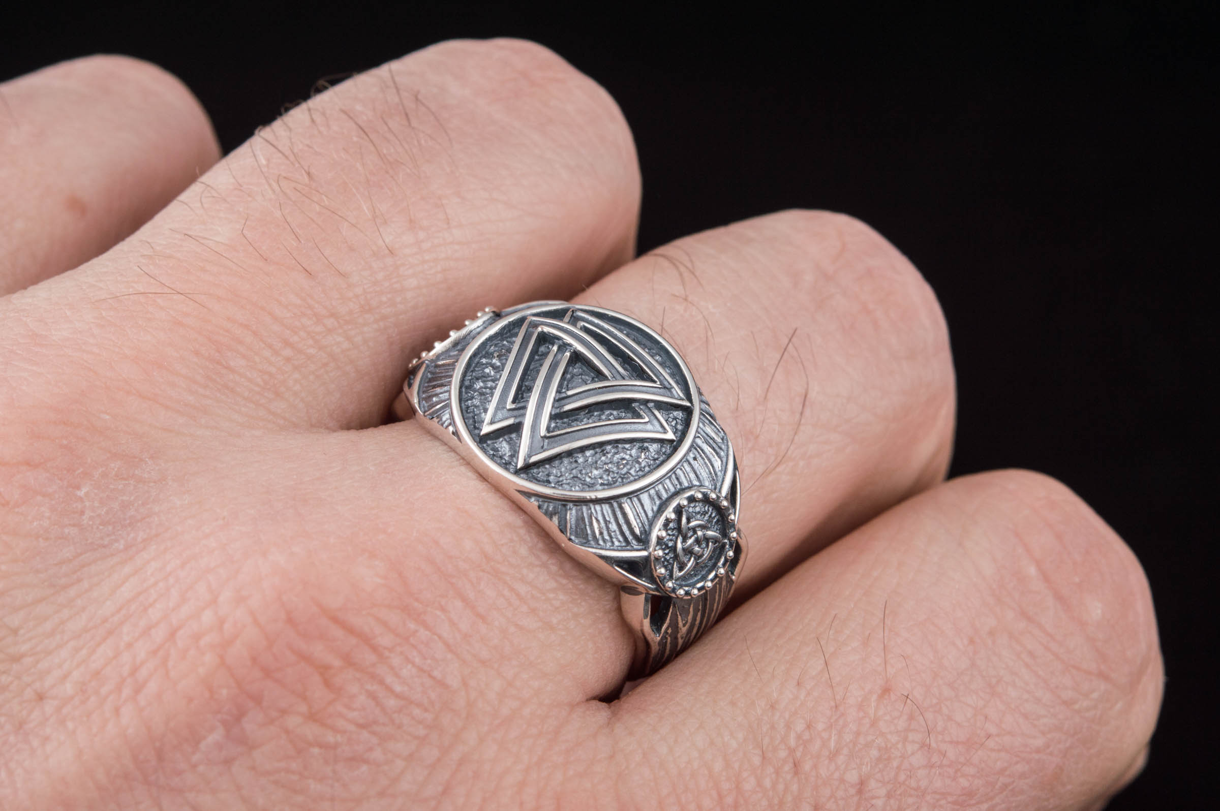 Valknut Symbol Ring Sterling Silver Handmade Viking Jewelry - vikingworkshop