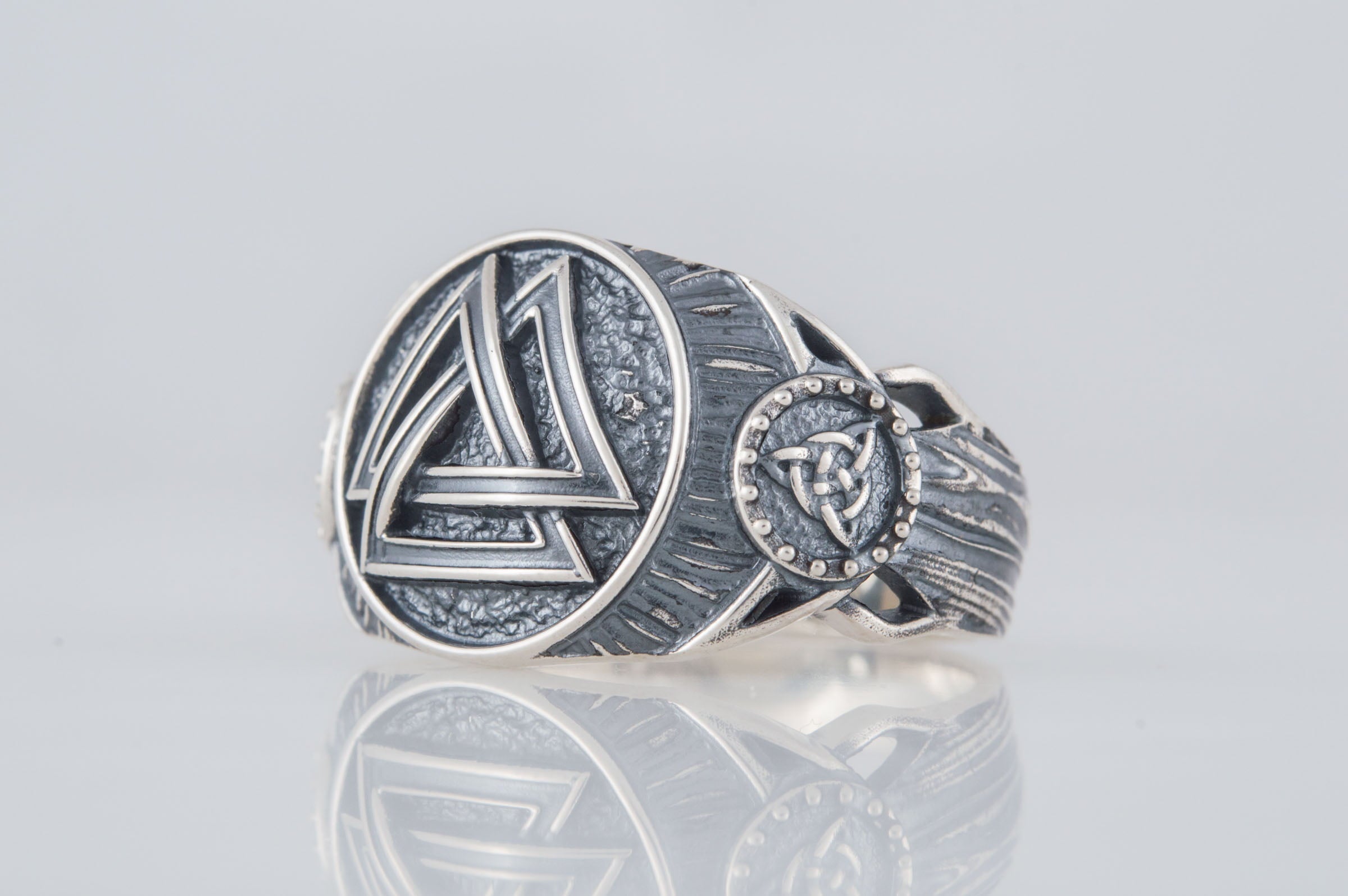 Valknut Symbol Ring Sterling Silver Handmade Viking Jewelry - vikingworkshop