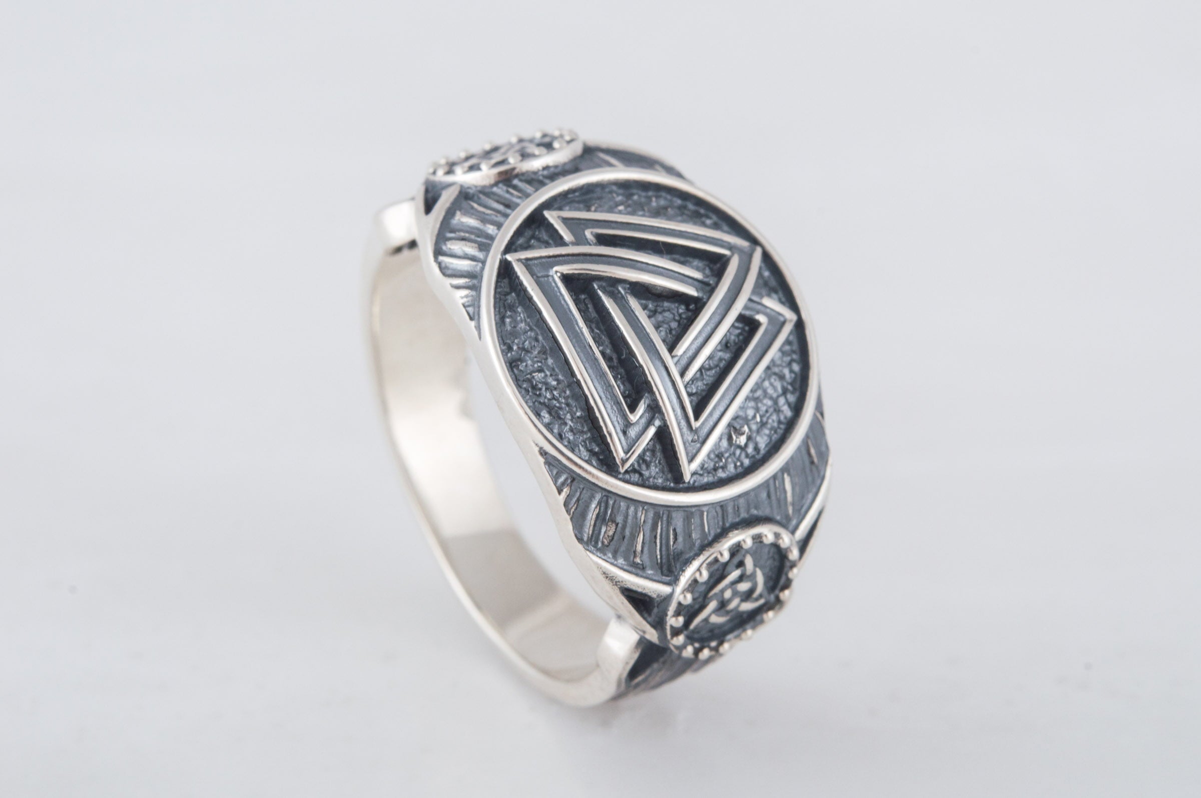 Valknut Symbol Ring Sterling Silver Handmade Viking Jewelry - vikingworkshop