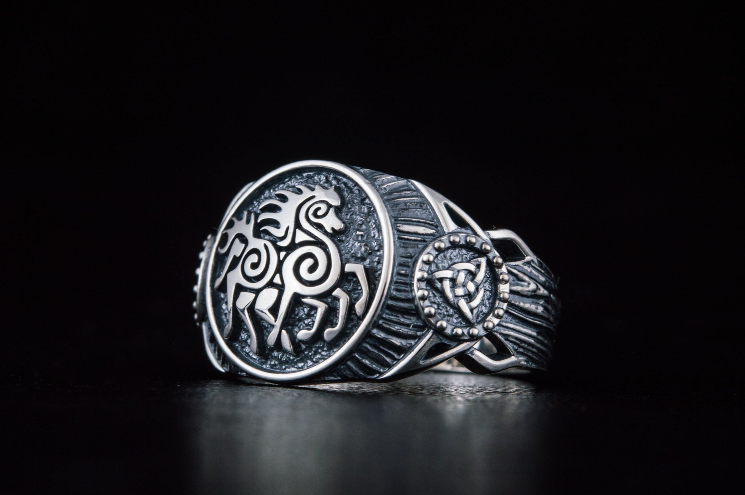 Sleipnir Symbol Ring Sterling Silver Handmade Viking Jewelry - vikingworkshop