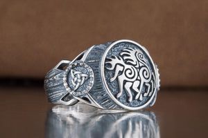 Sleipnir Symbol Ring Sterling Silver Handmade Viking Jewelry - vikingworkshop