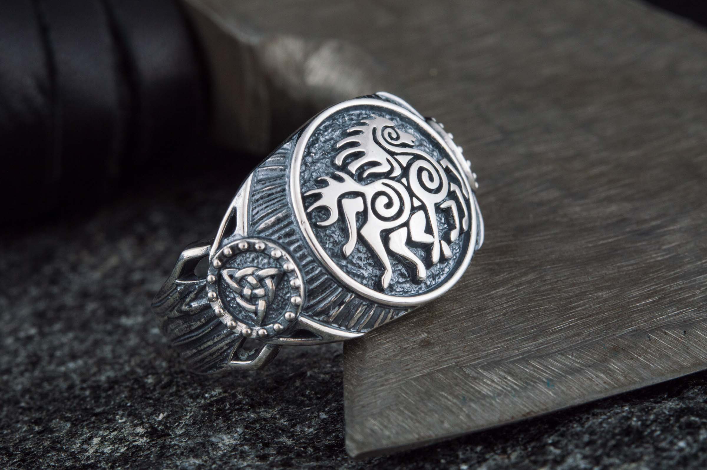 Sleipnir Symbol Ring Sterling Silver Handmade Viking Jewelry - vikingworkshop