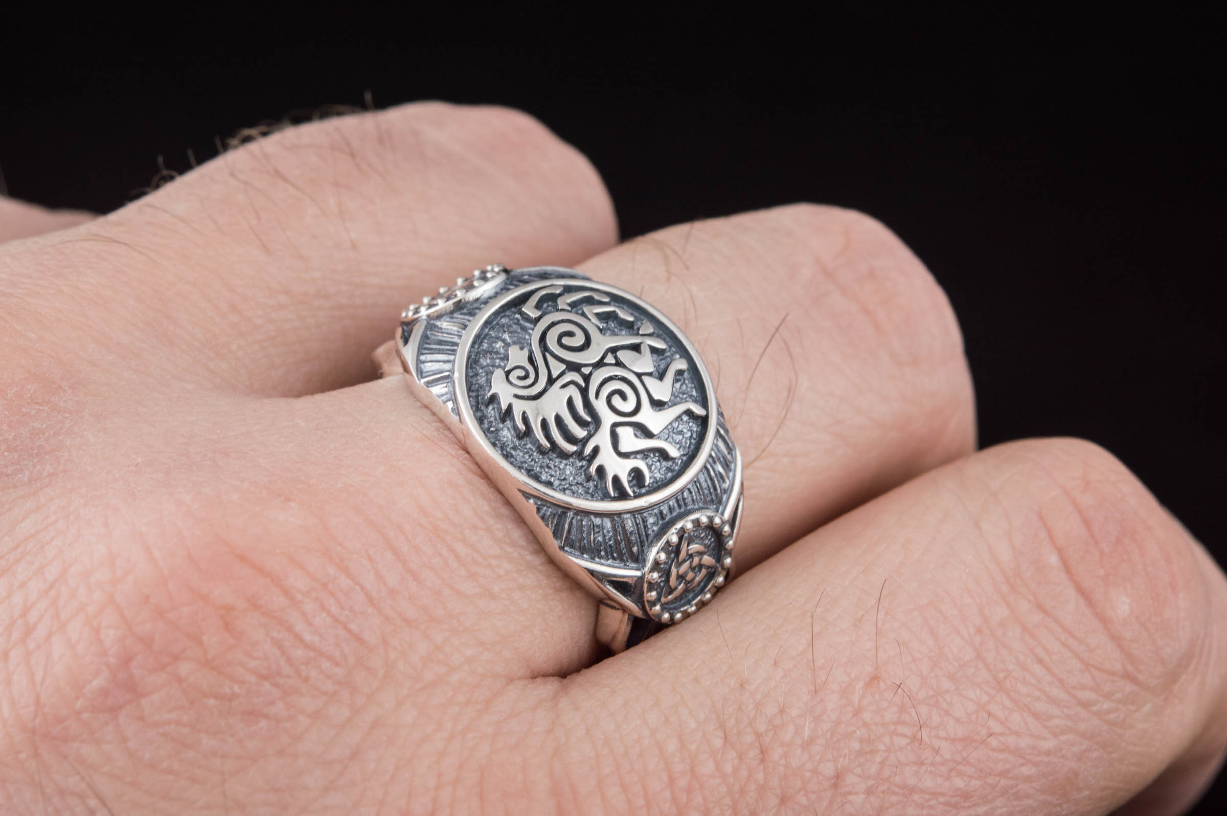 Sleipnir Symbol Ring Sterling Silver Handmade Viking Jewelry - vikingworkshop