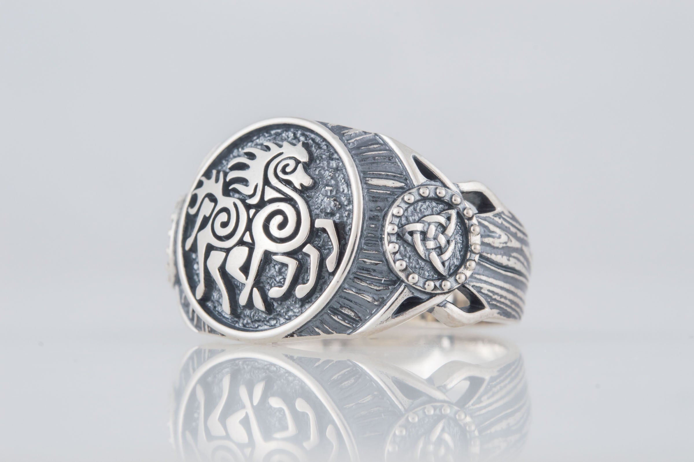 Sleipnir Symbol Ring Sterling Silver Handmade Viking Jewelry - vikingworkshop