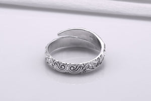 950 Platinum Snake Style Ring with Ornament, Handmade Norse Jewelry - vikingworkshop