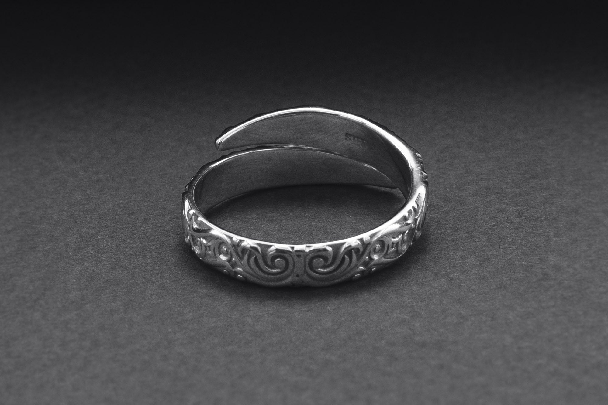 950 Platinum Snake Style Ring with Ornament, Handmade Norse Jewelry - vikingworkshop