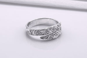 950 Platinum Snake Style Ring with Ornament, Handmade Norse Jewelry - vikingworkshop