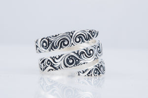 Snake Style Ring with Ornament Sterling Silver Handmade Jewelry - vikingworkshop