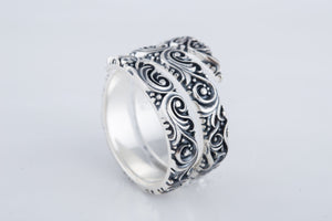Snake Style Ring with Ornament Sterling Silver Handmade Jewelry - vikingworkshop