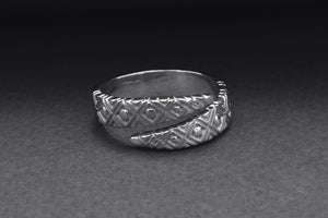 950 Platinum Snake Style Ring with Geometry Ornament, Handcrafted Jewelry - vikingworkshop