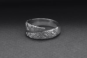 950 Platinum Snake Style Ring with Geometry Ornament, Handcrafted Jewelry - vikingworkshop