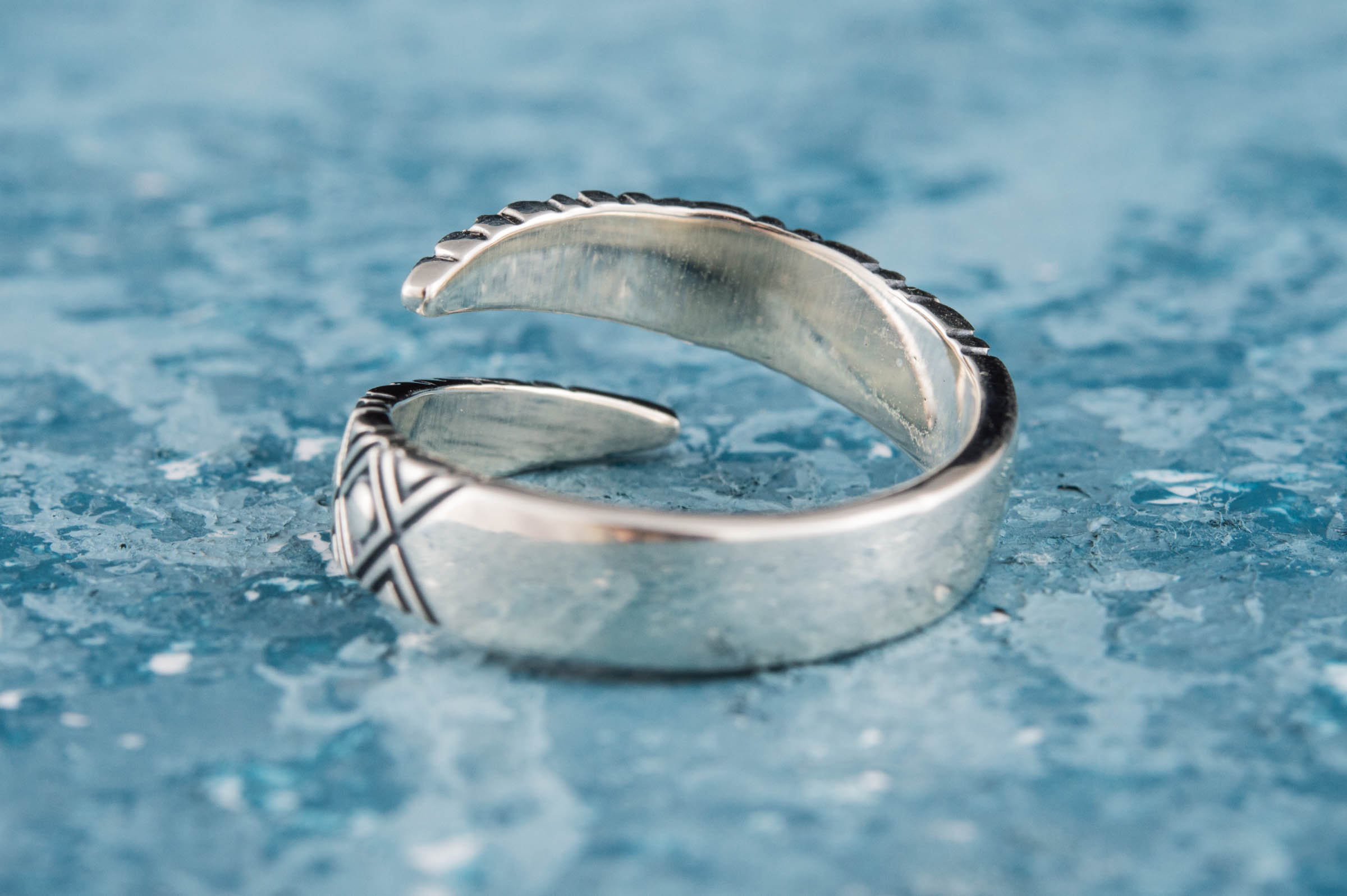 Snake Style Ring with Geometry Ornament Sterling Silver Jewelry - vikingworkshop