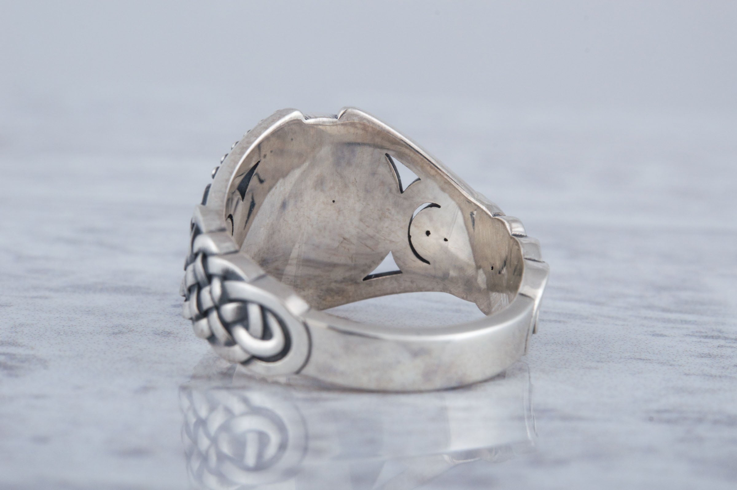 Yggdrasil Symbol with Viking Ornament Sterling Silver Handmade Jewelry - vikingworkshop