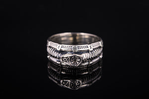 Unique 925 silver ring with Snake, Black Sun and Runes, Handcrafted Jewelry - vikingworkshop