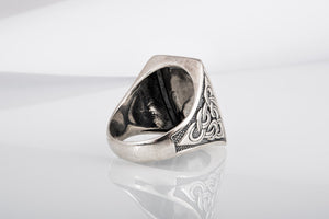 Unique Viking Ornament Ring with Fenrir, Mythological Norse wolf, made of Silver 925, Scandinavian Jewelry - vikingworkshop