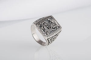 Unique Viking Ornament Ring with Fenrir, Mythological Norse wolf, made of Silver 925, Scandinavian Jewelry - vikingworkshop