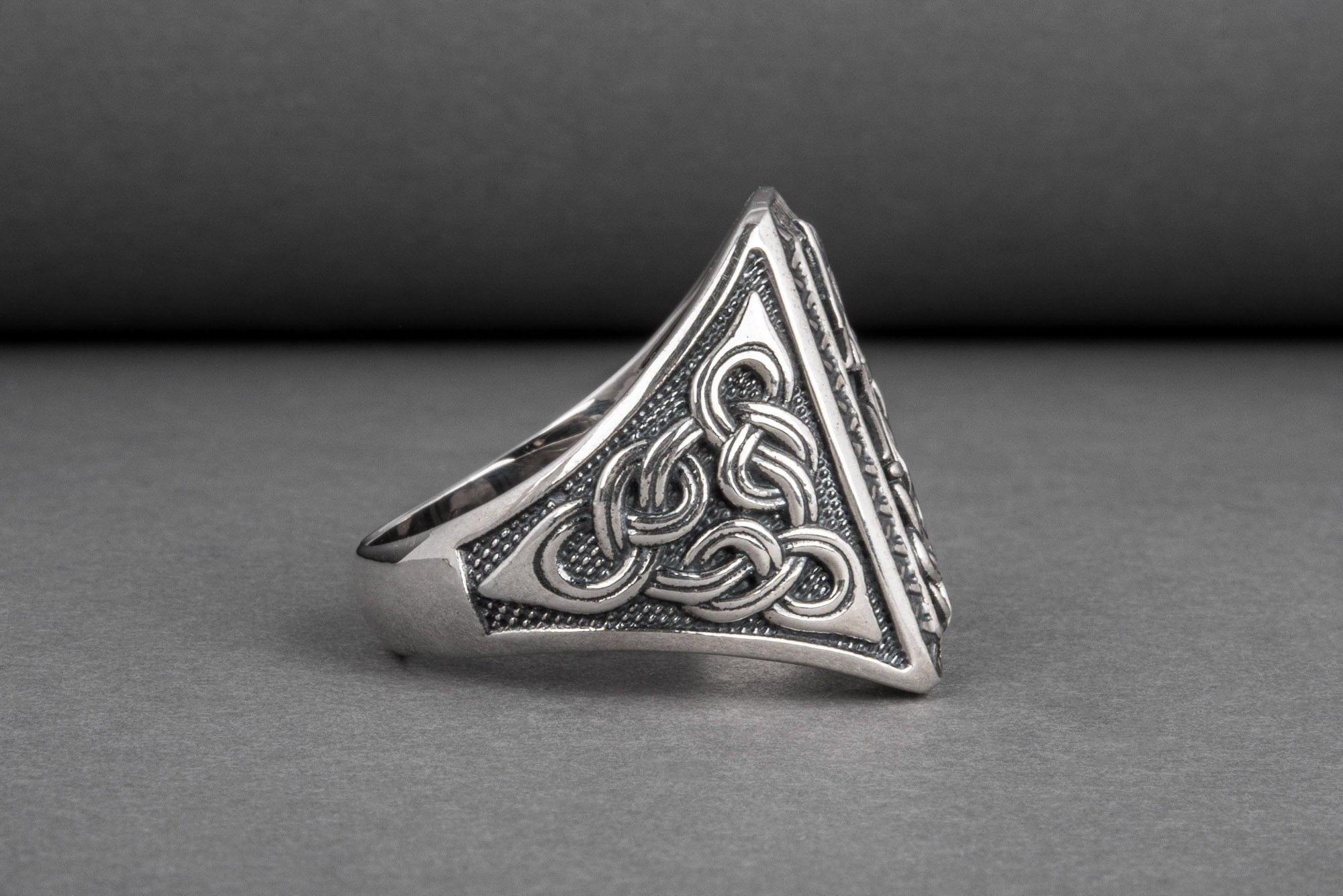 Unique Viking Ornament Ring with Fenrir, Mythological Norse wolf, made of Silver 925, Scandinavian Jewelry - vikingworkshop