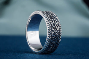 Norse Ornament Ring Sterling Silver Handmade Viking Jewelry - vikingworkshop