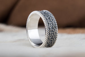 Norse Ornament Ring Sterling Silver Handmade Viking Jewelry - vikingworkshop