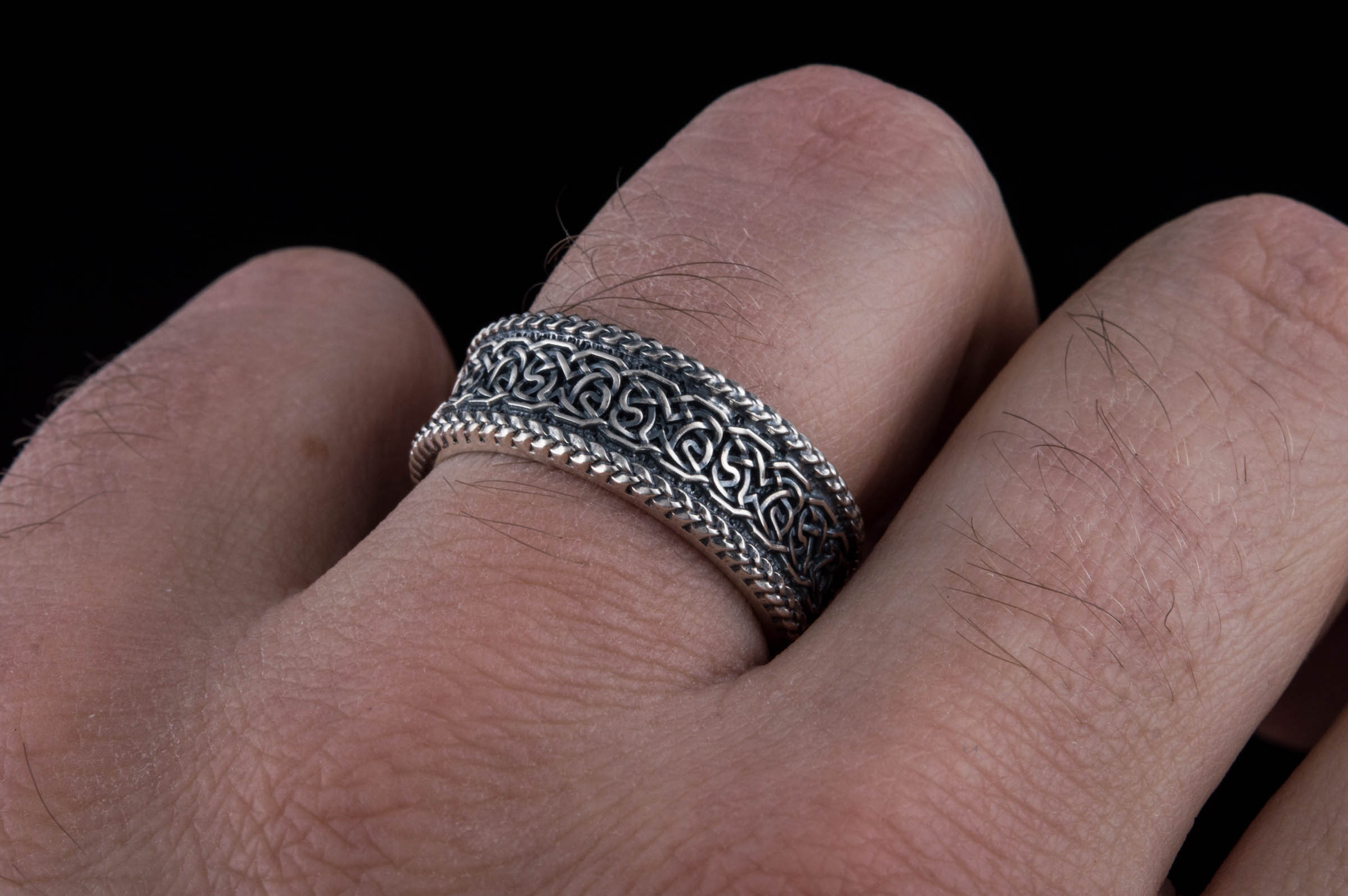 Norse Ornament Ring Sterling Silver Handmade Viking Jewelry - vikingworkshop