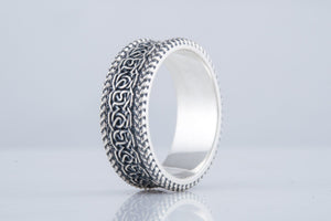 Norse Ornament Ring Sterling Silver Handmade Viking Jewelry - vikingworkshop