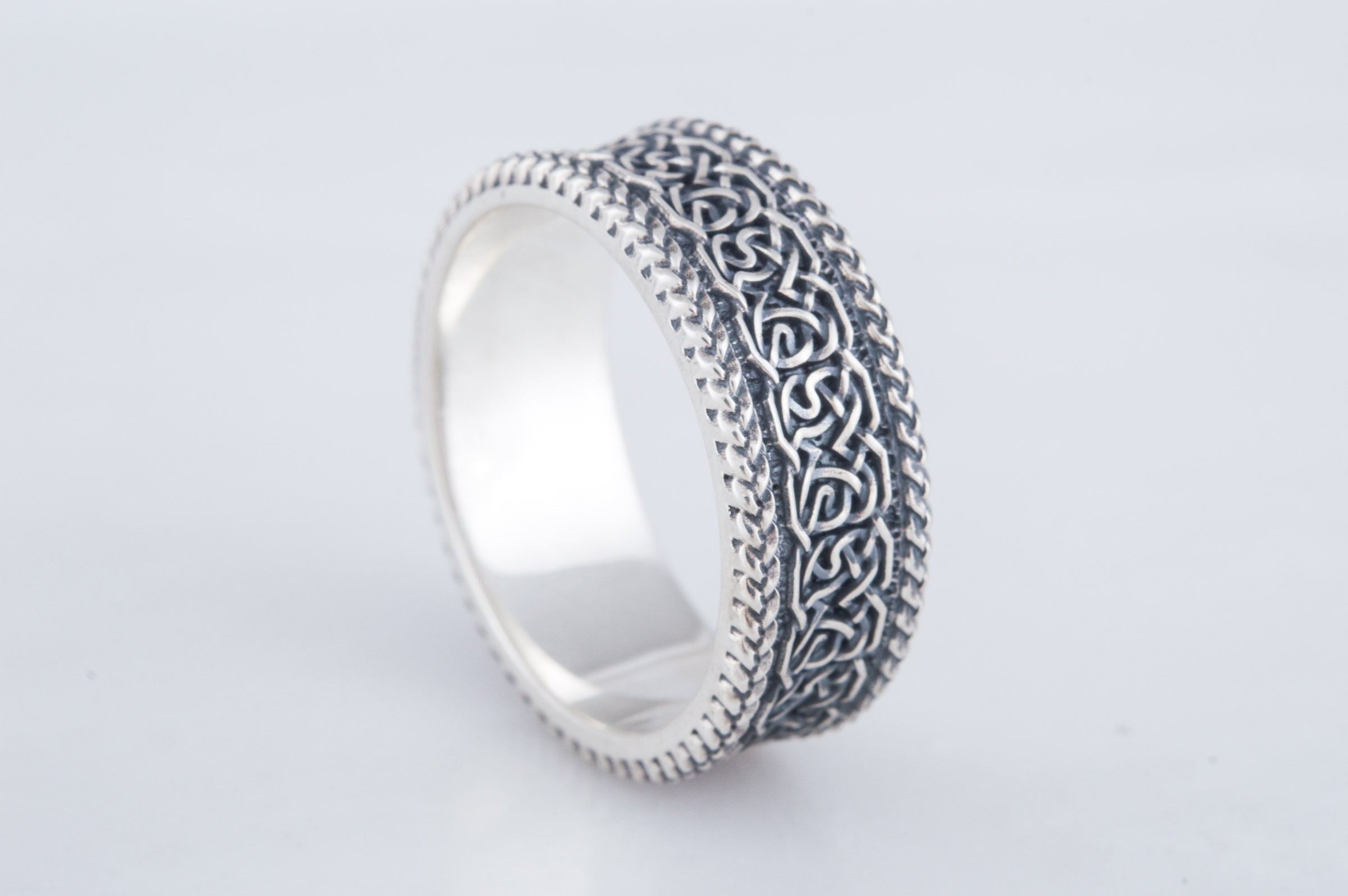 Norse Ornament Ring Sterling Silver Handmade Viking Jewelry - vikingworkshop