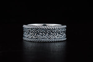 Norse Ornament Ring Sterling Silver Handmade Viking Jewelry - vikingworkshop