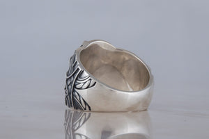 Ring with Scandinavian Runes Sterling Silver Unique Handmade Jewelry - vikingworkshop