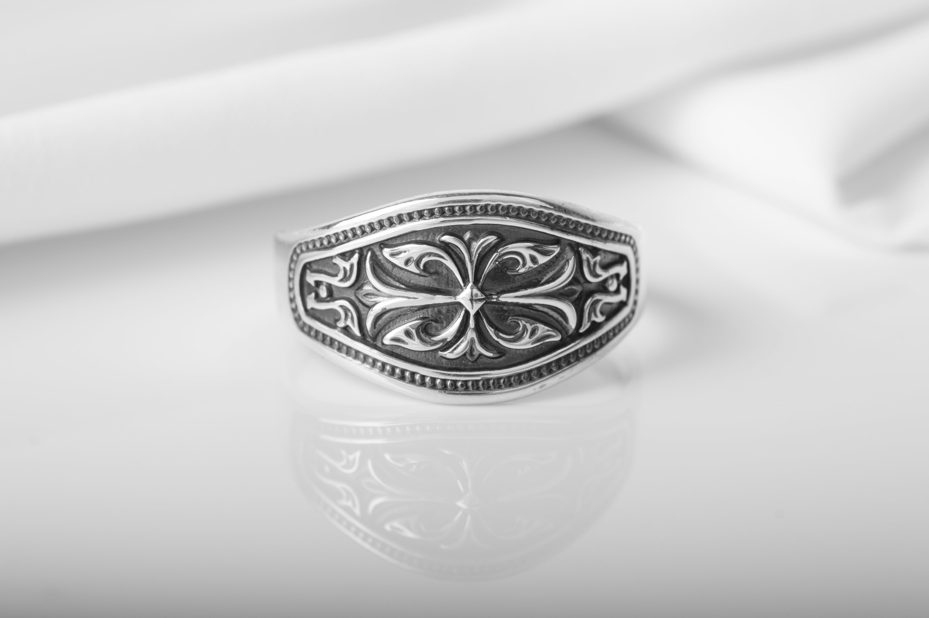 Unique 925 Silver Fashion Ring with Ornament, Handmade jewelry - vikingworkshop