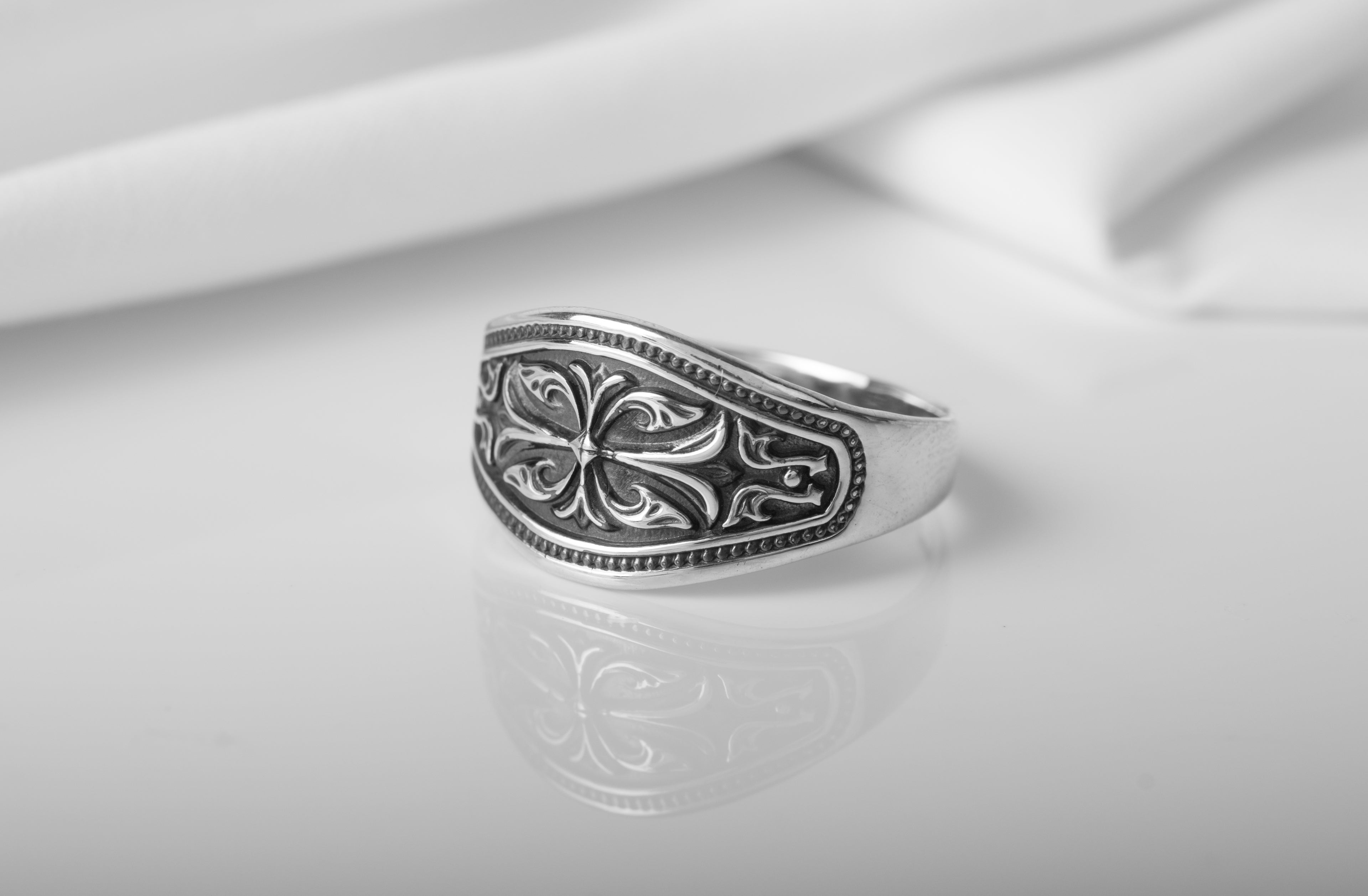 Unique 925 Silver Fashion Ring with Ornament, Handmade jewelry