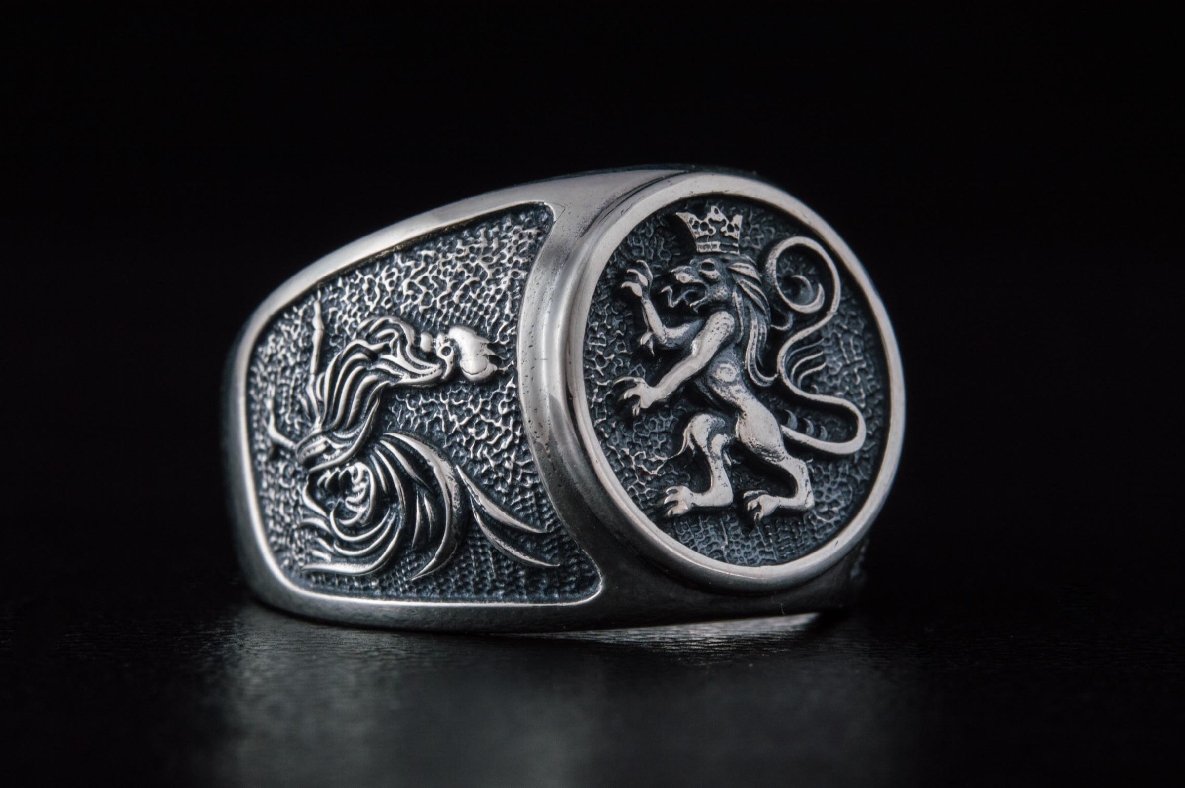 Ring with Lion Sterling Silver Handmade Jewelry - vikingworkshop