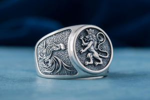 Ring with Lion Sterling Silver Handmade Jewelry - vikingworkshop