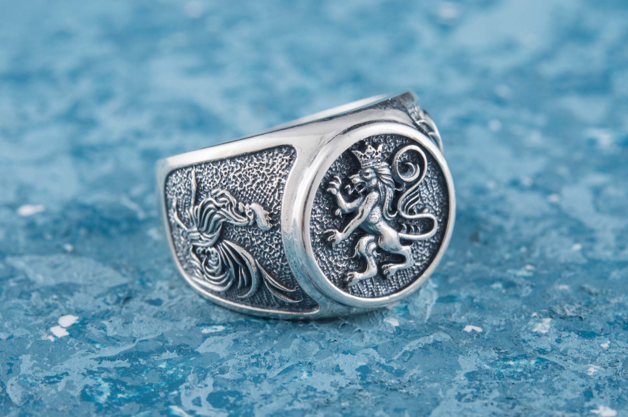 Ring with Lion Sterling Silver Handmade Jewelry - vikingworkshop