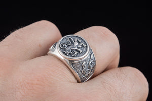 Ring with Lion Sterling Silver Handmade Jewelry - vikingworkshop