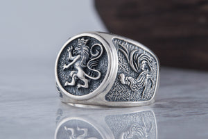 Ring with Lion Sterling Silver Handmade Jewelry - vikingworkshop