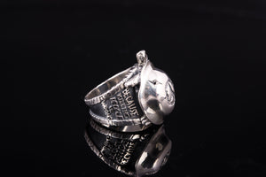 Stylish 925 Silver ring with Turtle and Peace Sign, Unique handmade Jewelry - vikingworkshop