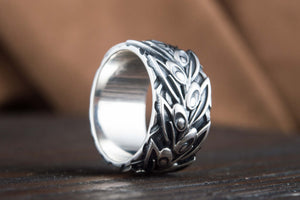 Stylish 925 Silver ring with Olives on Branch, Unique Fashion Jewelry - vikingworkshop