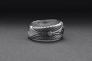 Sterling Silver Band Ring with Unique Pattern, Handcrafted Men Jewelry - vikingworkshop