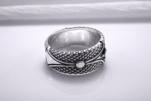 Sterling Silver Band Ring with Unique Pattern, Handcrafted Men Jewelry - vikingworkshop