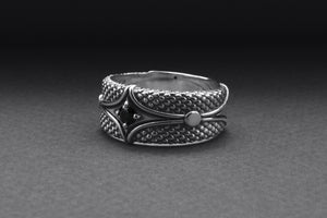 Sterling Silver Band Ring with Unique Pattern, Handcrafted Men Jewelry - vikingworkshop