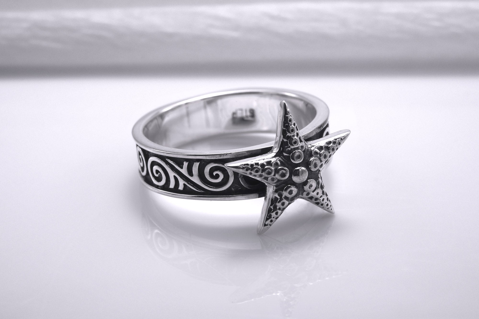 Sterling Silver Starfish Ring, Handmade Ocean Jewelry