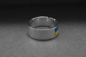 925 Silver Ukrainian Trident Ring with Flag, Made in Ukraine Jewelry - vikingworkshop